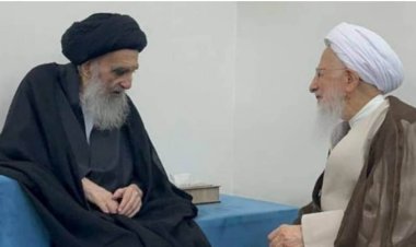 السيد السيستاني خلال لقاء المرجع الآملي : نظرتنا إلى حوزة قم لا تختلف عن نظرتنا إلى حوزة النجف